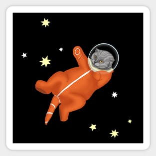 Space cat. Cat astronaut. Cat in an orange spacesuit Sticker